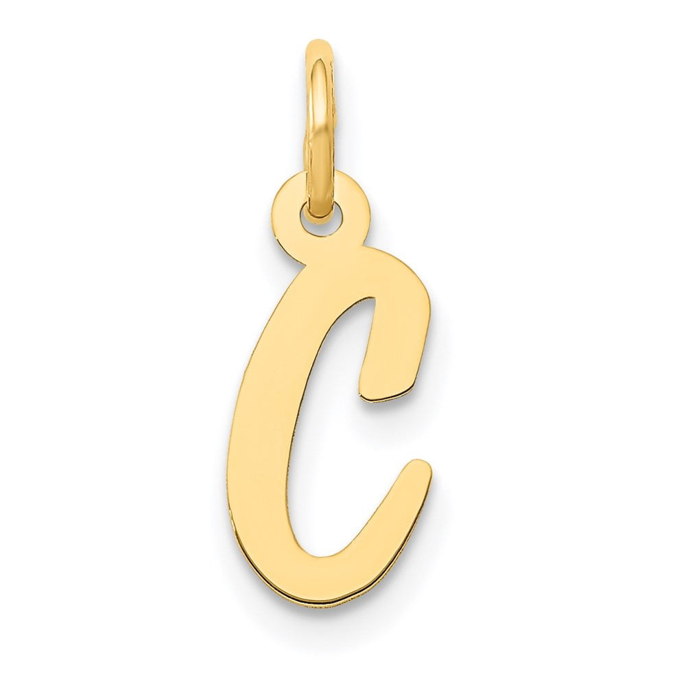 14k Yellow Gold Small Initial Capital Letter Z Pendant Charm Created CZ 9mm Wide
