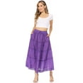 thumbnail image 5 of Sakkas Solid Embroidered Crochet Lace Trim Gypsy Bohemian Mid Length Cotton Skirt - Purple - One Size, 5 of 5