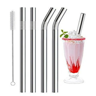 2 Stainless Steel Straws Big Straw Extra Wide 1/2 x 9.5 Long Thick FAT -  CocoStraw Brand