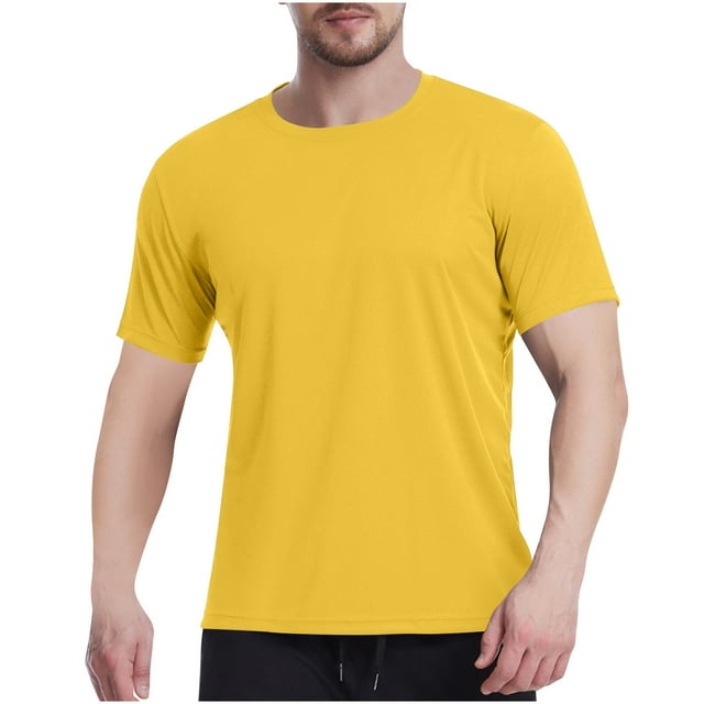 Plebaso T-Shirts Athlétiques pour Hommes Manches Courtes Col Rond T-Shirts Respirants Unis pour Course