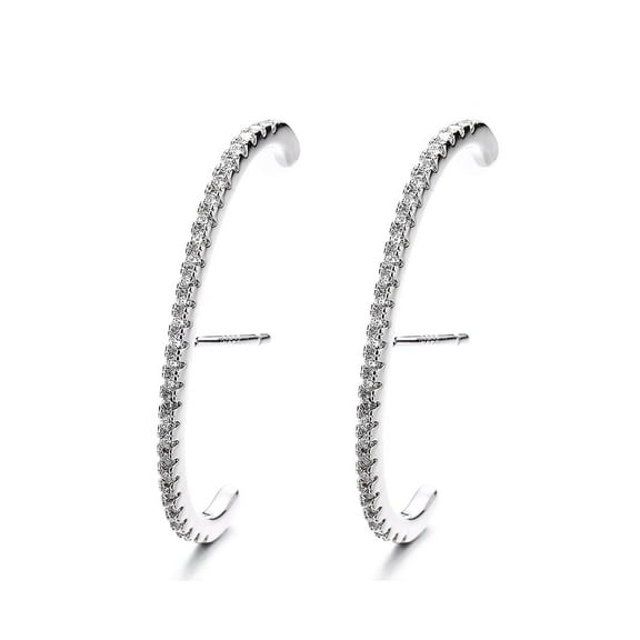 Sterling Silver Half Hoop earring with crystals
