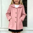 thumbnail image 2 of Girls Hoodies Nelozsy Kids Winter Hooded Woollen Overcoat, Long Sleeve Casual Outerwear Pink 10-11Years, 2 of 9