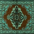 thumbnail image 1 of Ahgly Company Indoor Square Medallion Turquoise Blue Traditional Area Rugs, 5' Square, 1 of 4