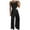 Black, variant on Riforla Women's Summer 2 Piece Outfits Sling Irregular BasicTop Tank Straight Pants Set Trousers Sets White M