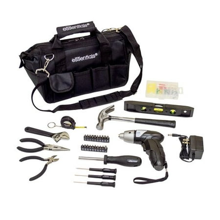 Essentials 34-Piece Around-the-House Basic Tool Kit with Black Tool Bag for Everyday Use and DIY