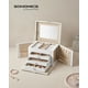thumbnail image 2 of SONGMICS Joyero de 4 niveles, estuche de viaje con asa, 3 cajones, organizador de joyas con cerradura con espejo, blanco, 2 of 5