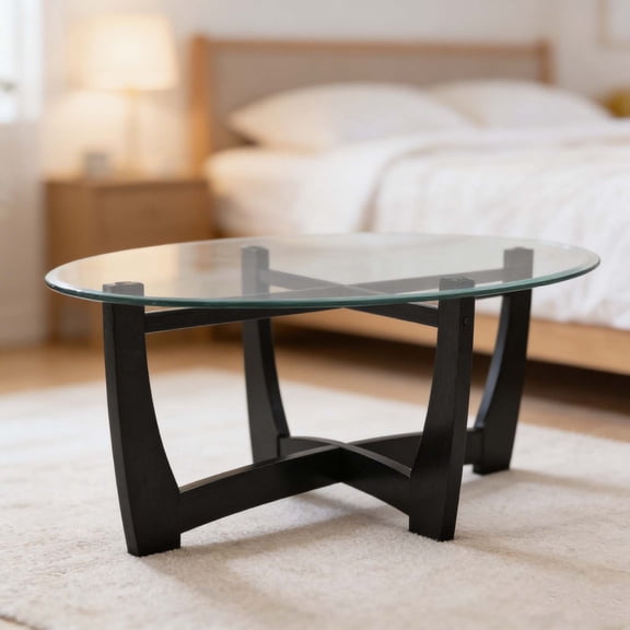 Oval Glass Coffee Table  Elegant Living Room Coffee Table, Modern Centerpiece for Cozy Gatherings & Everyday Use