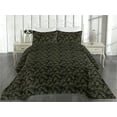 thumbnail image 2 of Ambesonne Leaf Print Quilted Bedspread Set 3 Pcs, Art Jungle Banana Leaves, Queen, Olive Green and Charcoal Grey, 2 of 4