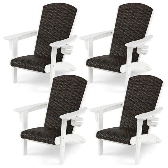 Gymax 4PCS Patio Adirondack Chair Wide Armrests & Hidden Cupholder