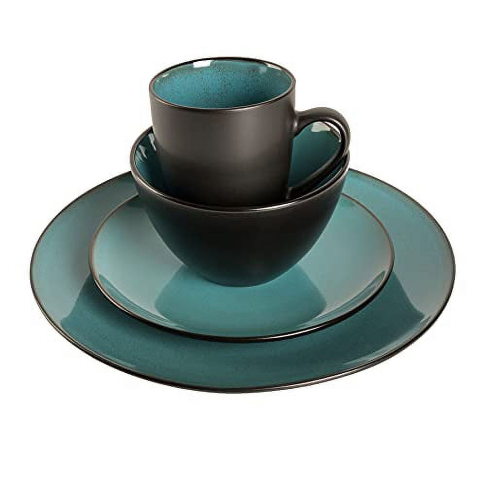 Gibson Soho Lounge Round 16-Piece Dinnerware Set - Teal