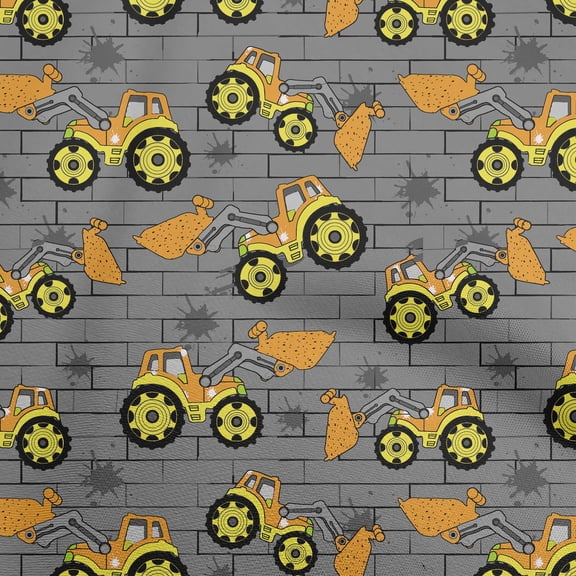 oneOone Cotton Flex Gray Fabric Tractor Sewing Fabric By The Yard Printed Diy Clothing Sewing Supplies 40 Inch Wide