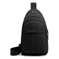 thumbnail image 1 of Mochila bandolera multiusos para viajes, senderismo, bolsa de pecho con interfaz USB para deportes al aire libre, color negro, 1 of 1
