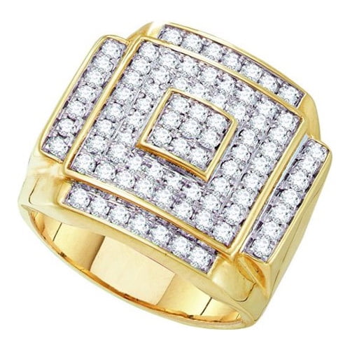 10K Yellow Gold 1.75ctw Fancy Shiny Diamond Micro Pave Hip Hop Fashion Ring by Jewelrypot