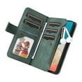 thumbnail image 3 of Zipper Wallet Case for Samsung Galaxy A53 5G Large Capacity Card Slots Holder Magnetic Clasp Cover, Luxury PU Leather Anti-Shock Flip Folio Case with Kickstand Wrist Strap Handbag Protective Cas,Green, 3 of 7
