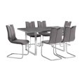 thumbnail image 2 of Armen Living Fenton 7-Piece Fabric & Metal Dining Set in Gray/Stainless Steel, 2 of 8