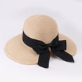 thumbnail image 4 of XINPING Women's Bowknot Straw Sun Hat, Wide Brim UV Protection Beach Vacation Hat with Black Bow Tie, Packable and Breathable Fishing Summer Hat for Outdoor Activities, 4 of 4