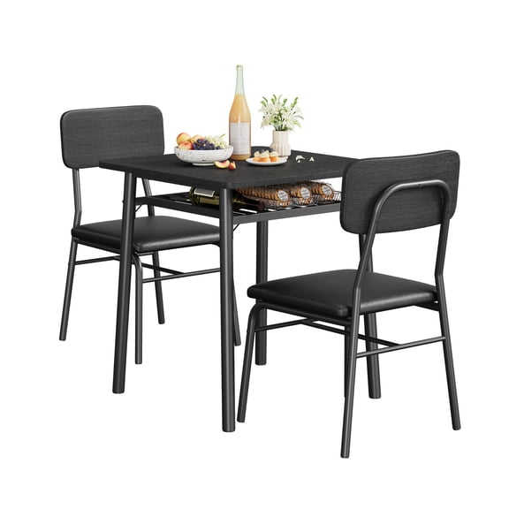 Dining Table Set for 2, Small Kitchen Table with Upholstered Chairs Dinning Table Set for Kitchen & Dining Room, Compact Dining Set for Small Spaces