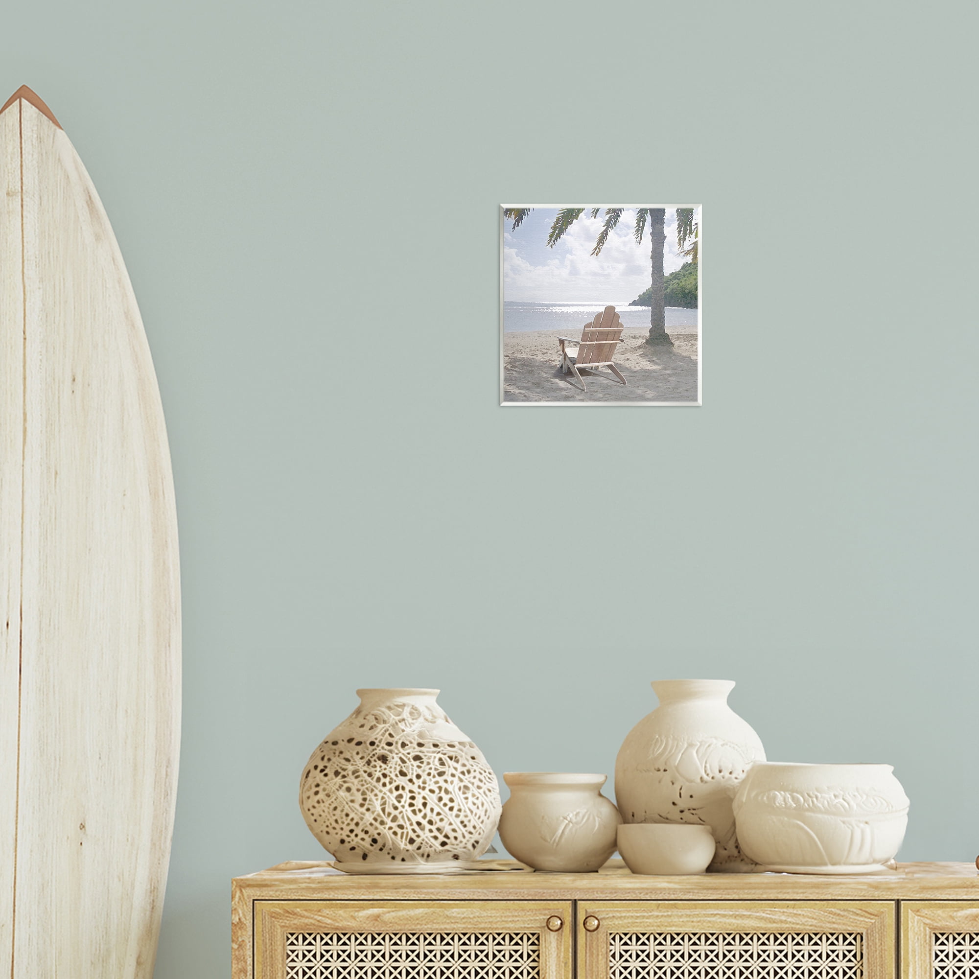 Stupell Industries Chair Under Palm Tree Coastal Photography Unframed Art Print Wall Art, 12 x 12