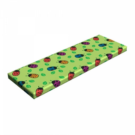

Ladybug Bench Pad Little Bugs for Luck Wish Totem Leaves Nature Eco Girls Kids Children HR Foam Cushion with Decorative Fabric Cover 45 x 15 x 2 Multicolor by Ambesonne