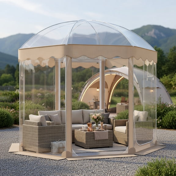 Spaco Pop-Up Bubble Tent 10x10 ft, Weatherproof 540° Panoramic Clear PVC Dome Tent for 8-10 People, Portable Camping & Backyard Pod with Fiberglass Frame & 210D Oxford Fabric