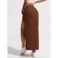 thumbnail image 2 of Coffee Brown High-Waisted Denim Maxi Skirt With Front Side Slit, 2 of 30