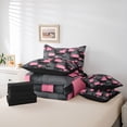 thumbnail image 6 of Homewish Modern Art Square Twin Bedding Sets 7-Piece, Stereoscopic Rectangle Bedding Comforter Set, Black Pink Abstract Reversible Sheet Sets, Lightweight Room Decor, 6 of 8