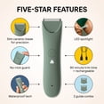 thumbnail image 4 of Meridian Slimmer Trimmer Precision Bikini & Pubic Grooming Electric Shaver, Waterproof, for Women & Men, Sage, 4 of 13