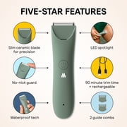 Meridian Slimmer Trimmer Precision Bikini & Pubic Grooming Electric Shaver, Waterproof, for Women & Men, Sage