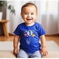 thumbnail image 6 of Olive Loves Apple 1st Birthday Rocket Astronaut Themed T-Shirts with Moon Balloon and Planets for Boys and Girls Vintage Royal Shirt 18 Months, 6 of 6