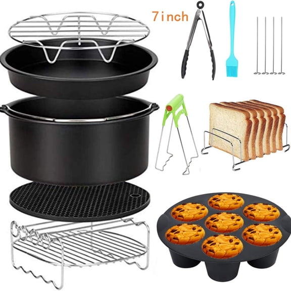 10pcs Air Fryer Accessories-7 Inch Set of 10 Pcs Compatible for 3.2-4.08QT Accessories for Air Fryer with Cake Pan,Pizza Pan,Air Fryer Liner