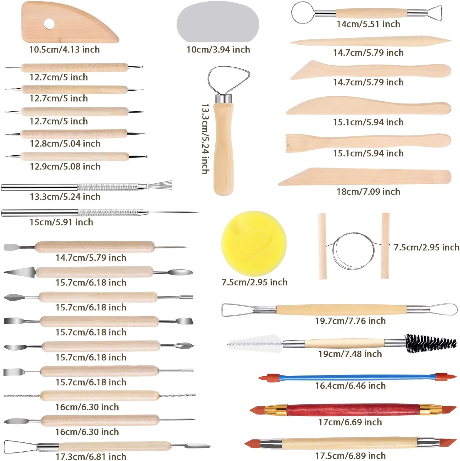 Tovotum Pottery Sculpting Tools 32PCS Ceramic Clay Carving Set for Beginners Expert Art Crafts Tool