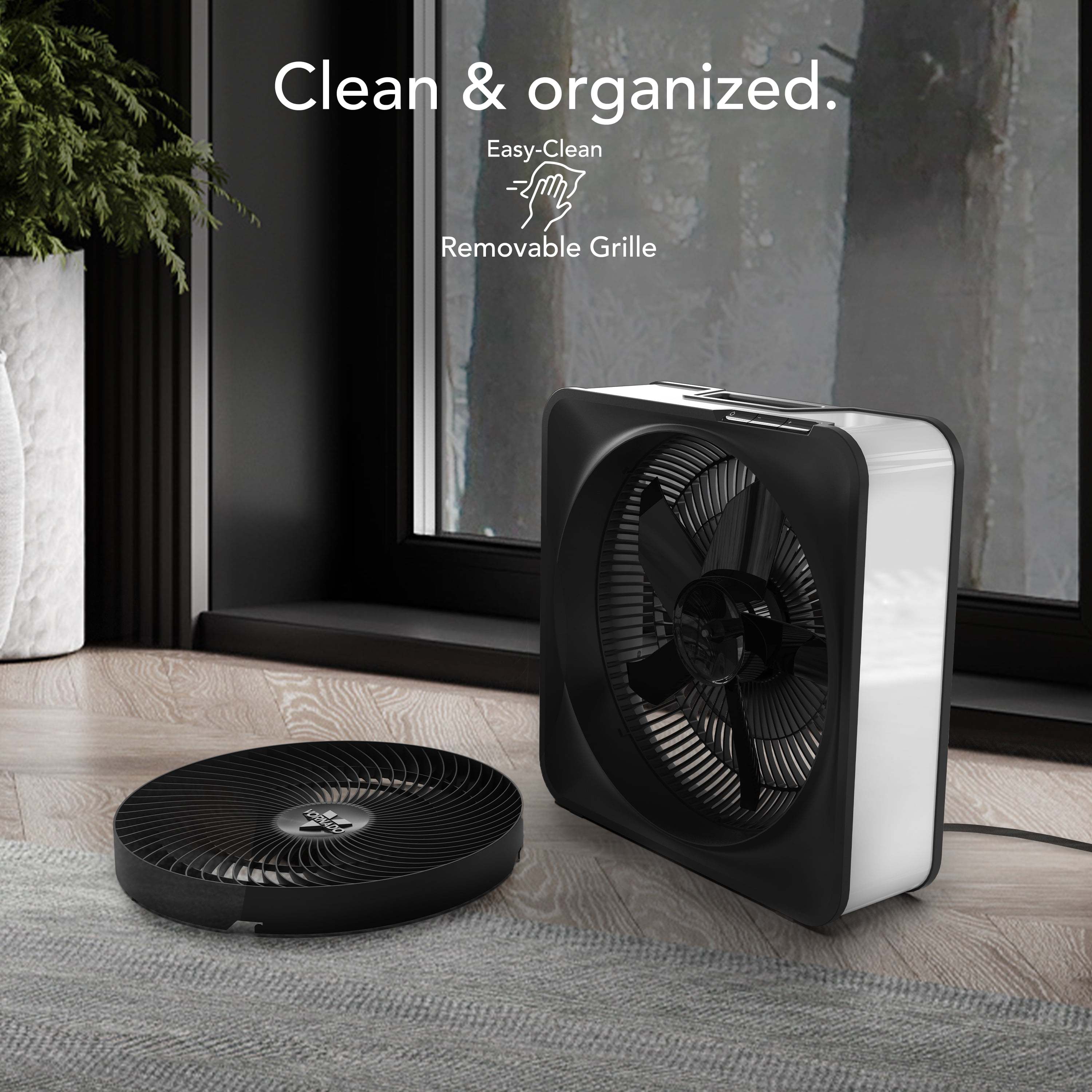 Vornado Model 80 High Velocity Box Fan, 5-Speed, Whole Room Air Circulation, Removable Grille, Quiet Operation, Ice White