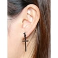 thumbnail image 4 of Xiao Hua Pendientes de acero inoxidable con forma de cruz, piercings, para hombre y mujer (par negro), 4 of 4