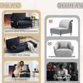 thumbnail image 5 of Black Chenille 3-in-1 Foldable Sofa Bed Recliner - Mid-Century Modern Sleeper for Small Spaces, 74" Bed & Removable Pillows, Apartment-Friendly, 5 of 9