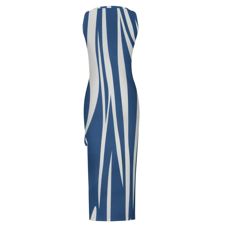Fanxing Women Summer Sleeveless Tight Fitted Long Bodycon Maxi Dress High Waist Printed Ribbed Drawstring Ruched Long Dresses S M L XL XXL Walmart