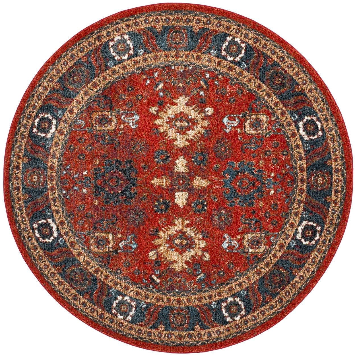 SAFAVIEH Vintage Hamadan Pema Traditional Area Rug, Orange/Blue, 5'3" x 7'6"