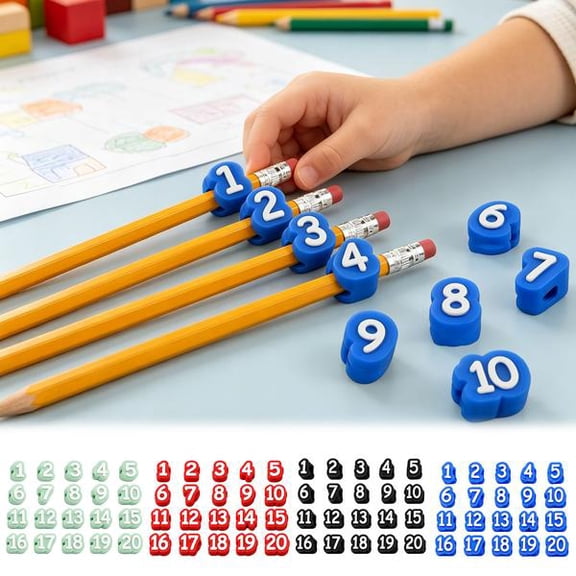 IAJFHAFS Numbered Pencil Toppers 20/30/50 PCS Reusable Classroom Pencil Labels for Teachers Number Pencil Tracking Markers for School Supply Organization & Station Managemen