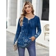 thumbnail image 4 of Zeagoo Womens Tops Dressy Casual Beach Vacation Clothes for Women Business Casual Long Shirts V Neck Tee Shirt Ladies Top and Blouses Ethnic Style, 4 of 7