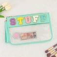 thumbnail image 2 of Plastic Letter Clear Zipper Pouch for Travel, Clear Cosmetic Bag, Makeup Travel Bag for Women Girls, Green, 2 of 6