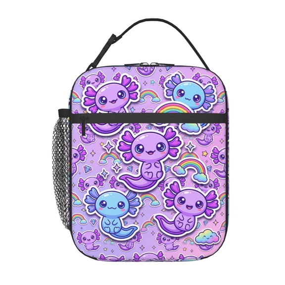 Axolotl Lunch Bag Insulated Lunch Box For Women Reusable Cooler Tote Meal Prep Bag For Work Office Picnic