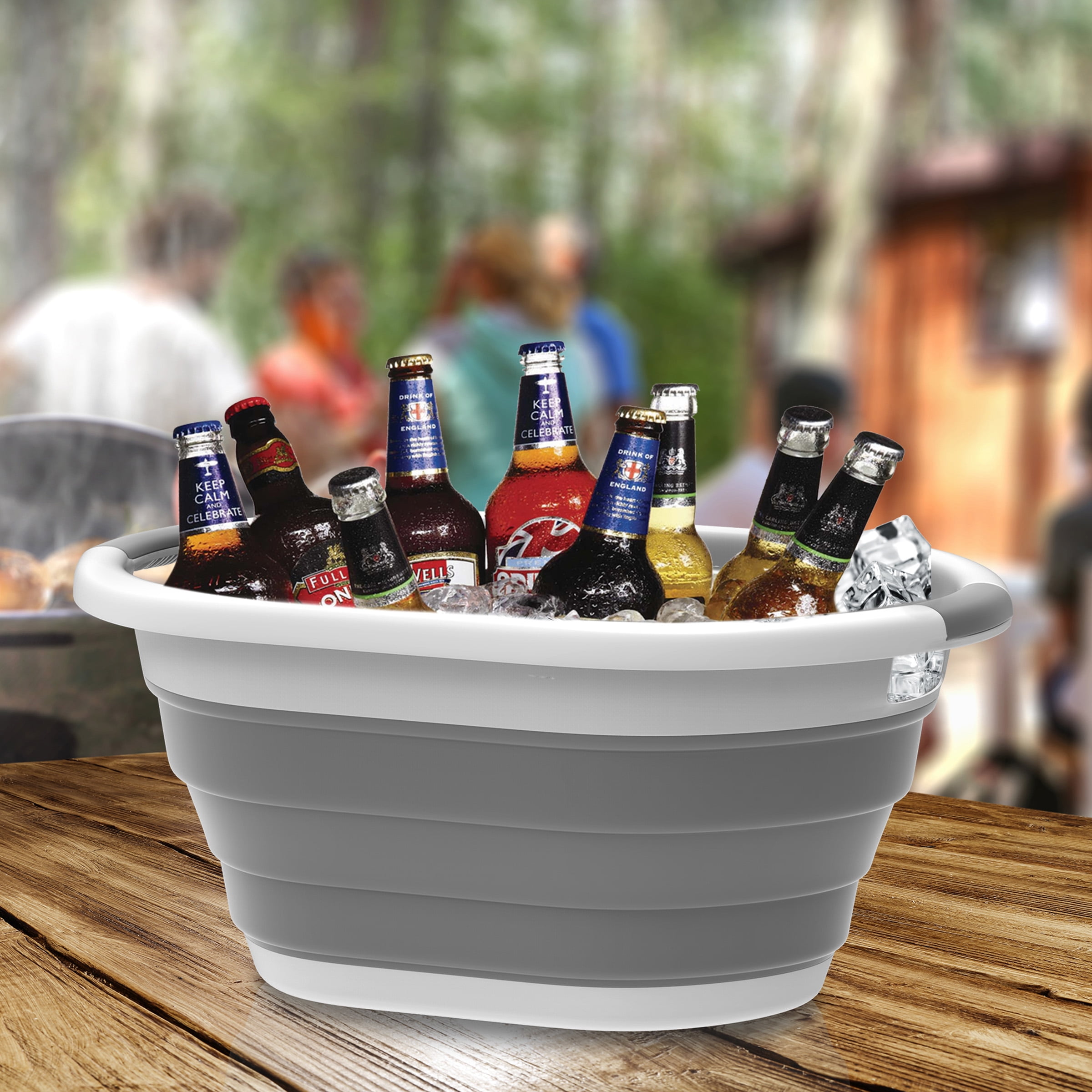 Lavish Home Pop-up Plastic/Rubber Collapsible Basket for Ice, Storage, and More for Adult(Gray)