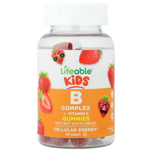 Lifeable Kids B Complex   Vitamin C Gummies, Natural Strawberry, 60 Gummies