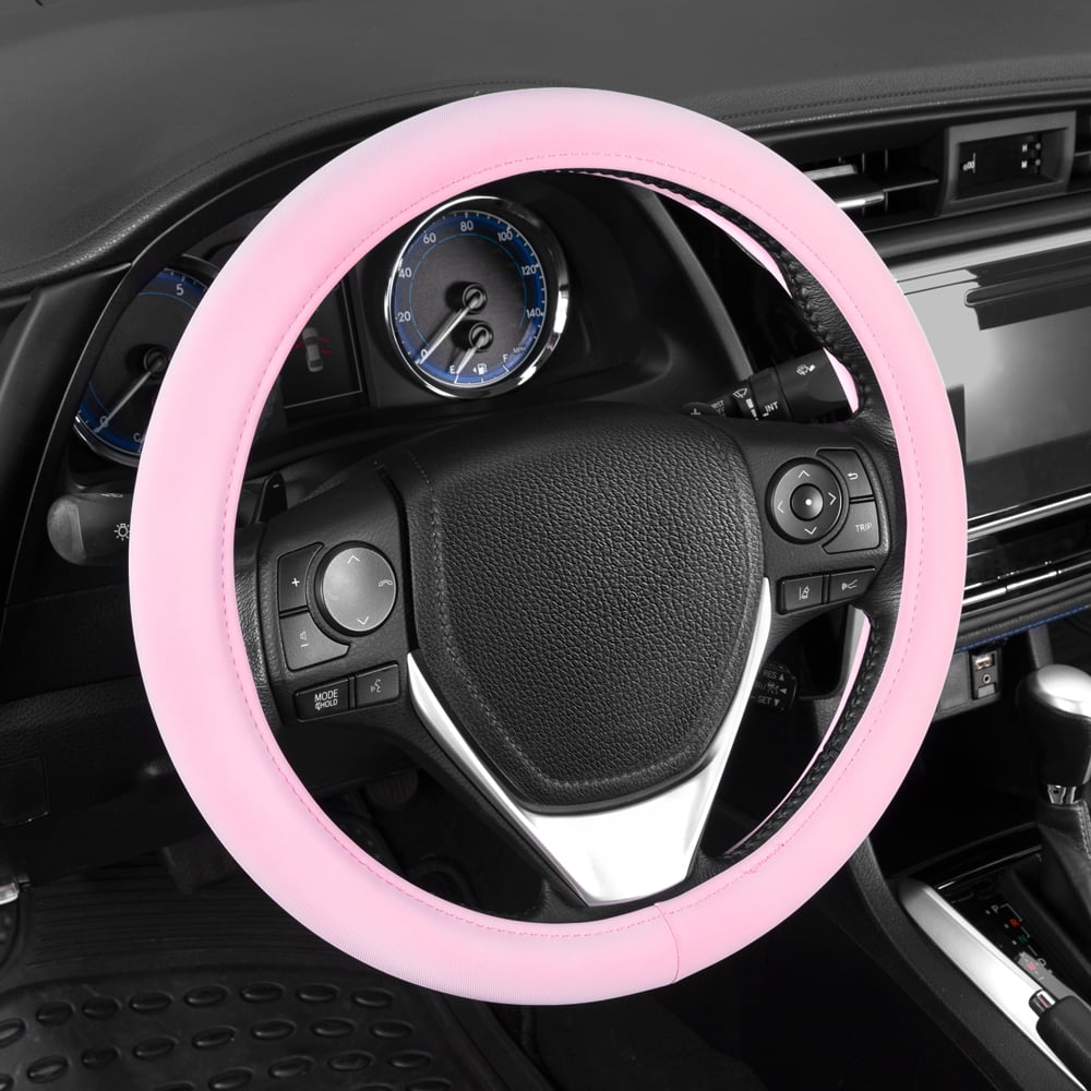 Leather Permance Grip Steering Wheel Cover Universal Size 14.5 15 15.5 inch Beig