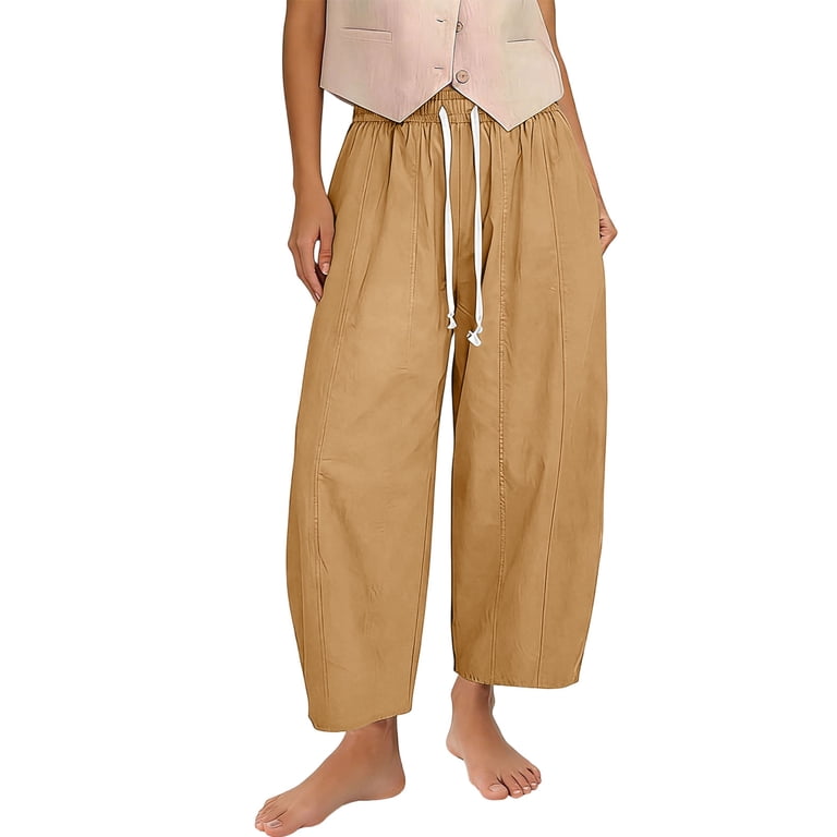 Zynoxe Cotton Linen Pants for Women with Pockets Comfortbale