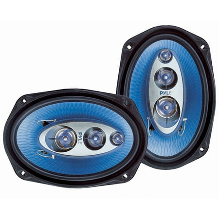 PYLE PL6984BL - 6” x 9” Car Sound Speaker (Pair) - Upgraded Blue Poly Injection Cone 4-Way 400 Watts w/Non-fatiguing Butyl Rubber Surround 50-20Khz Frequency Response 4 Ohm & 1.25” ASV Voice (Best Voice Speakers For Cars)