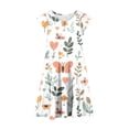 thumbnail image 4 of Tween Girl Casual Daily Dress 4-15 Years Short Sleeve Round Neck Floral Summer Dress with Pockets Multicolor O 6-7 Years, 4 of 5