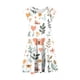 thumbnail image 4 of Vestido de verano para niña, de manga corta, con cuello redondo y estampado floral, de poliéster, con bolsillos y volantes., 4 of 5
