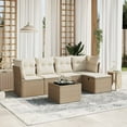 thumbnail image 1 of vidaXL 6 Piece Garden Sofa Set with Cushions Beige Poly Rattan, 1 of 5