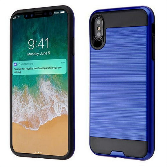 Apple iPhone Xs Max (6.5 inch) - Phone Case Protective Shockproof Brushed Hybrid Rubber Rugged Cover DARK BLUE Slim Phone Case for Apple iPhone Xs Max