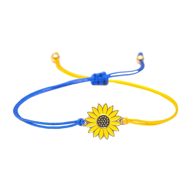 Pulsera Azul Girasol Pulsera Tejida Amarillo Pulsera de la Amistad Unidad de Ucrania Cera de la Amistad y el Hilo